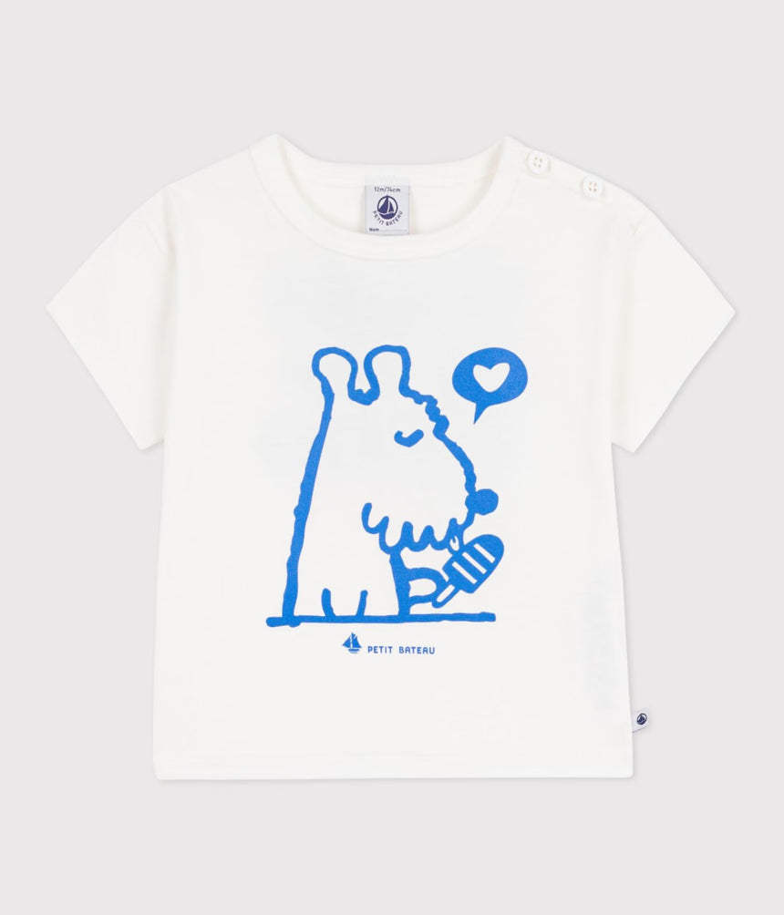 BABIES’ SHORT-SLEEVED COTTON T-SHIRT WITH A DOG MOTIF