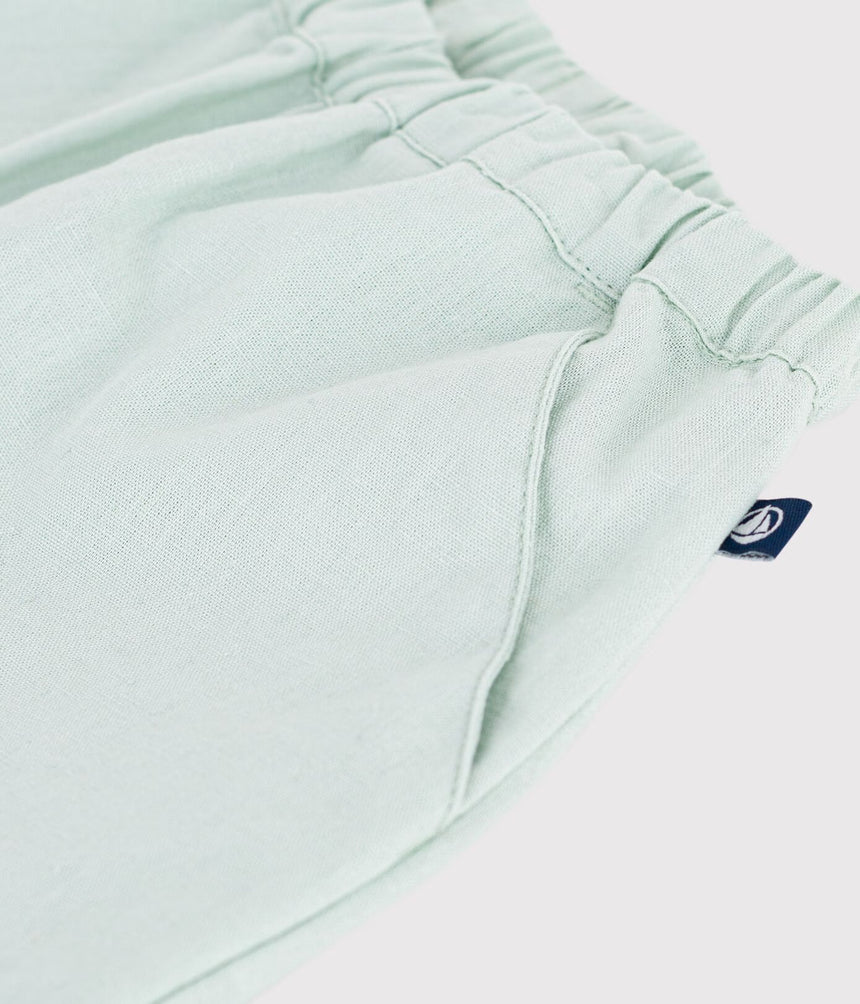 BABIES’ PLAIN COTTON/LINEN TROUSERS