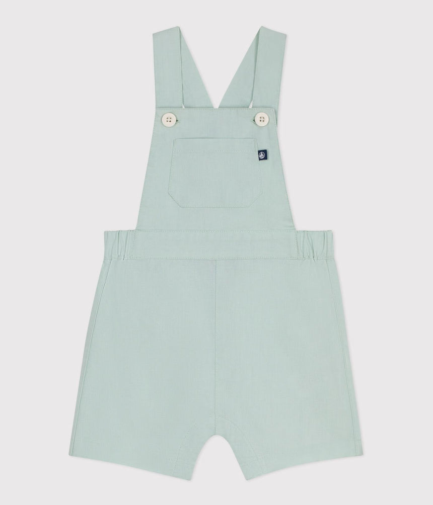BABIES’ SHORT-LEGGED PLAIN COTTON/LINEN DUNGAREES