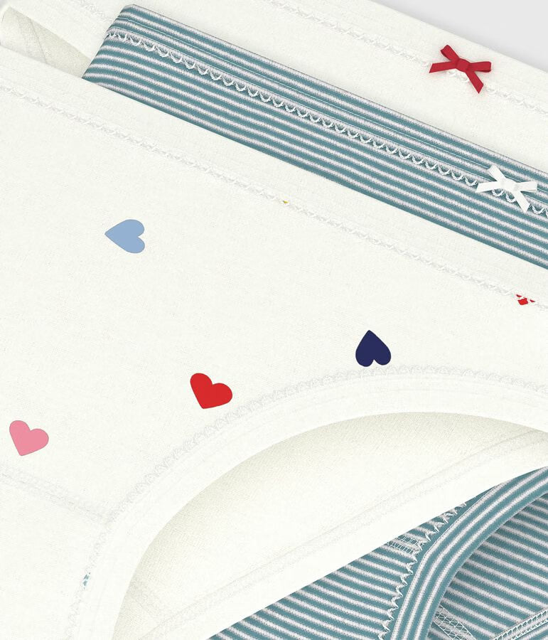 PACK OF CHILDREN'S HEART-PRINT COTTON PANTS