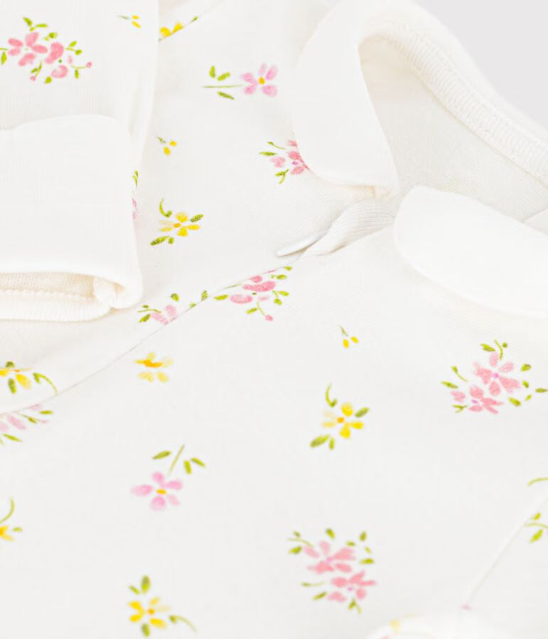 BABIES' FLORAL COTTON PYJAMA SUIT WITH A COLLAR