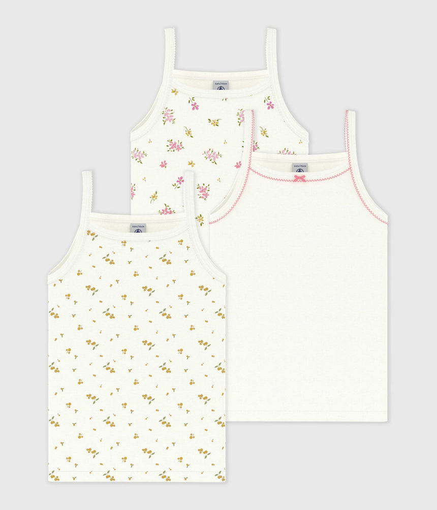 PACK OF CHILDREN'S FLORAL PRINT COTTON TANK TOPS