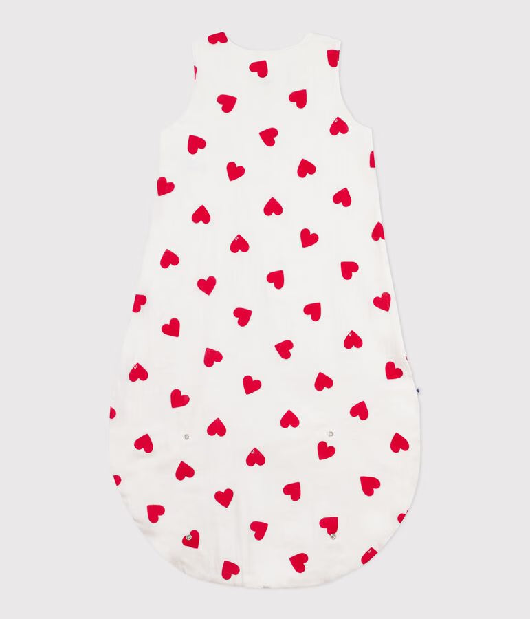 BABIES' 1 TOG HEART-PATTERNED COTTON SLEEPING BAG