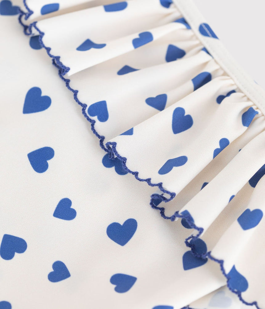 CHILDREN'S ONE-PIECE HEART PRINT RUFFLED SWIMSUIT