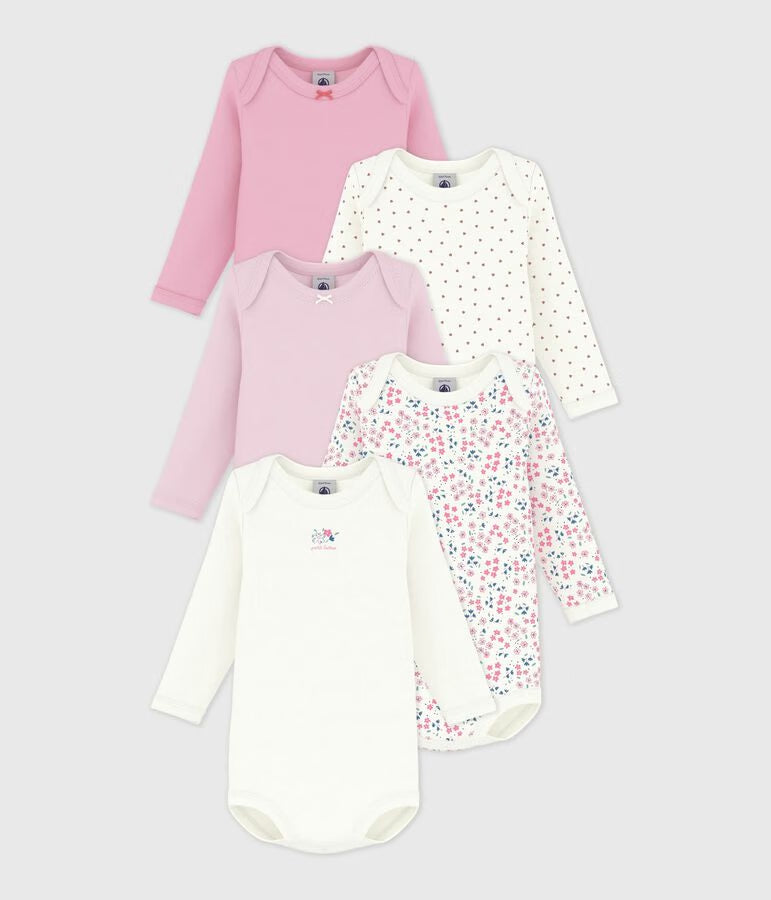 PACK OF BABIES’ LONG-SLEEVED FLORAL-PRINT COTTON BODIES