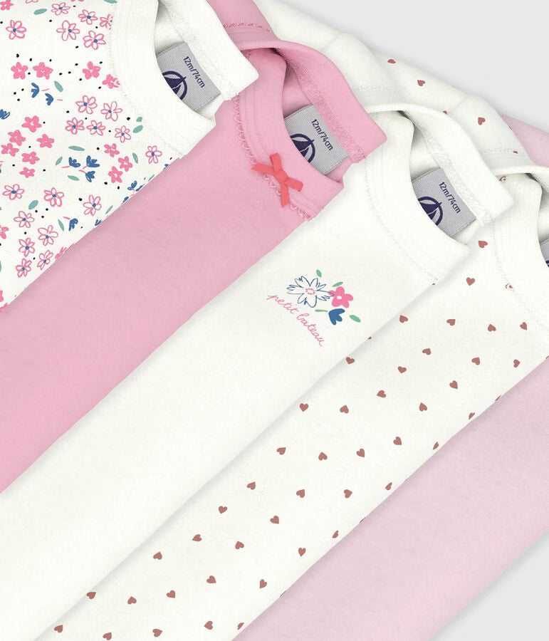 PACK OF BABIES’ LONG-SLEEVED FLORAL-PRINT COTTON BODIES