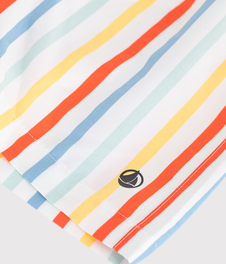 CHILDREN'S STRIPED COTTON SWIM SHORTS
