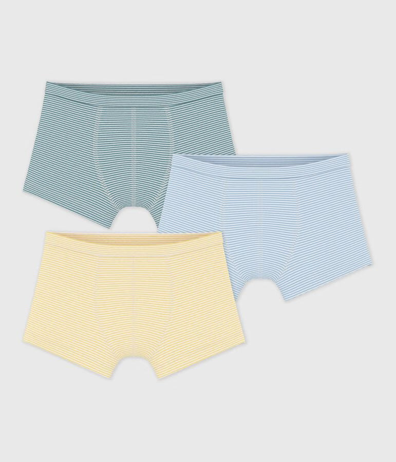 PACK OF CHILDREN'S STRIPY COTTON BOXERS WITH COVERED WAISTBANDS