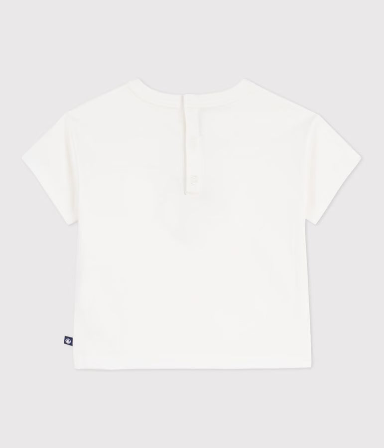 BABIES' SHORT-SLEEVED COTTON T-SHIRT WITH A SEAGULL MOTIF