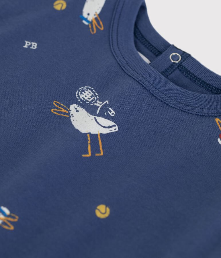 BABIES' SHORT-SLEEVED SEAGULL-PRINT COTTON T-SHIRT