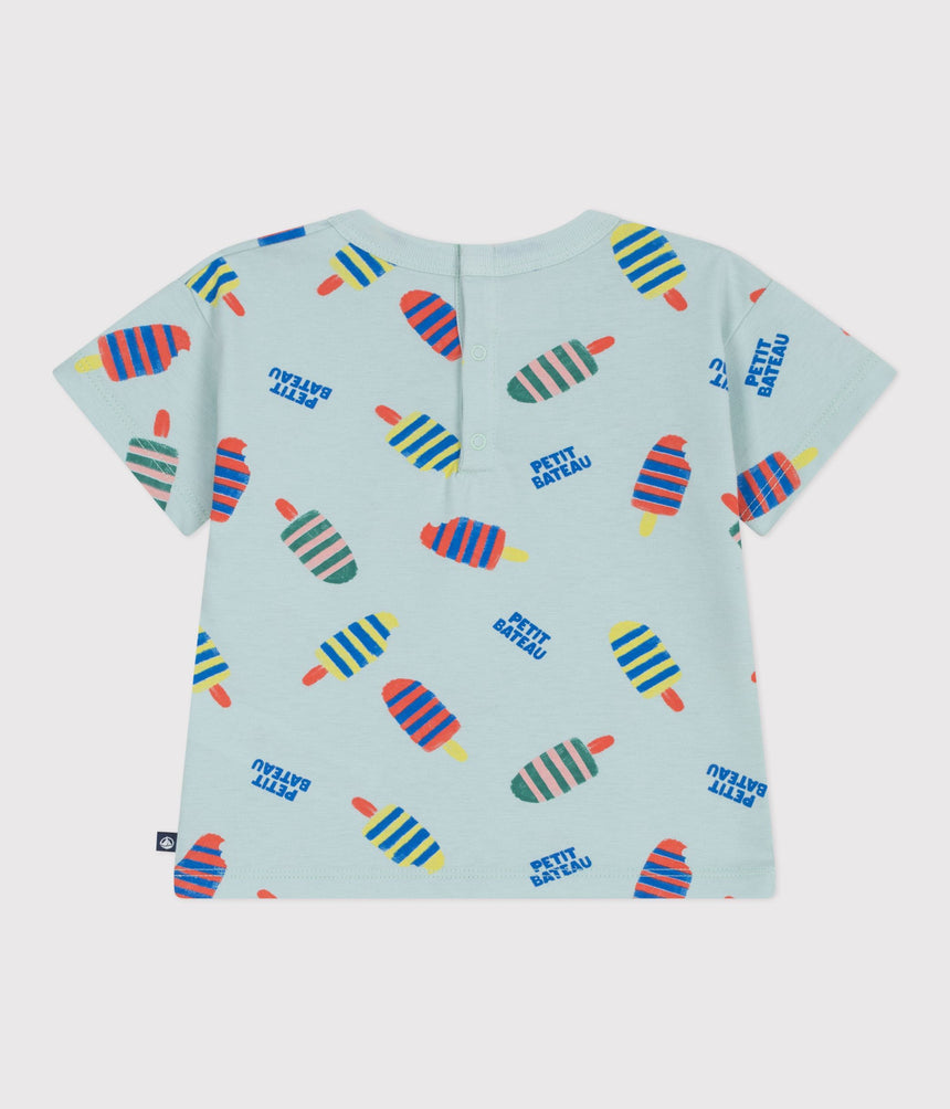 BABIES' SHORT-SLEEVED SEAGULL-PRINT COTTON T-SHIRT