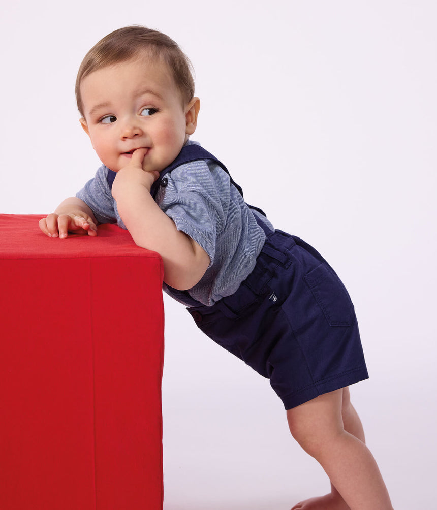 BABIES' TWILL SHORTS WITH STRAPS