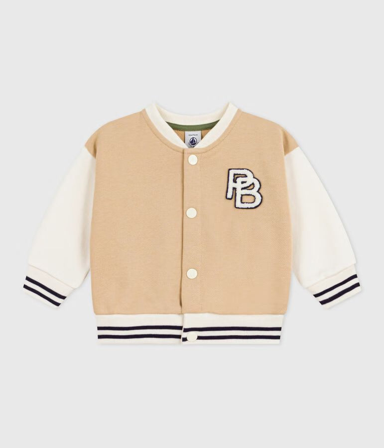 BABIES’ VARSITY-STYLE JACKET IN COLOURBLOCK COTTON WITH A BADGE