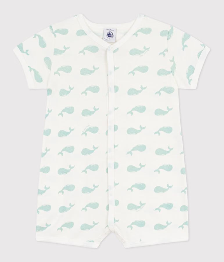 BABIES’ WHALE PRINT COTTON PLAYSUIT
