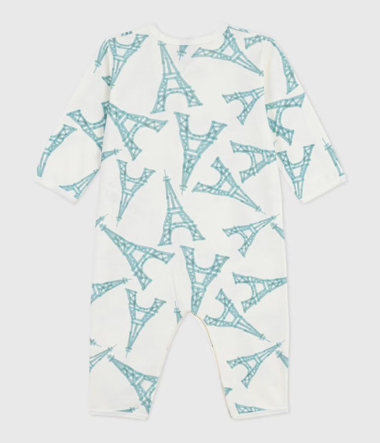 BABIES’ EIFFEL TOWER PRINT FOOTLESS COTTON PYJAMA SUIT