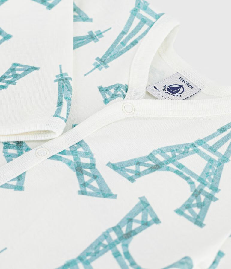BABIES’ EIFFEL TOWER PRINT FOOTLESS COTTON PYJAMA SUIT