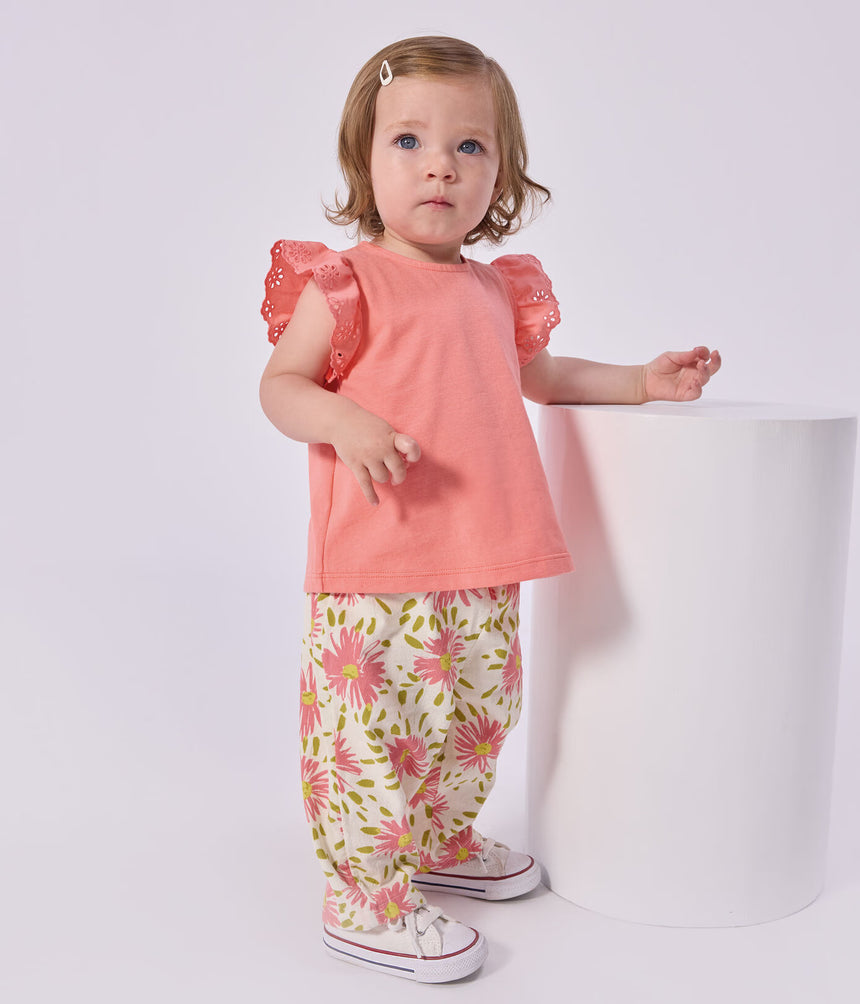 BABIES' FLOWER-PRINT COTTON TROUSERS