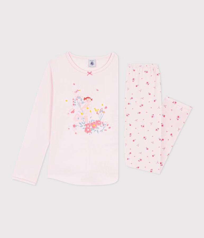 CHILDREN'S COTTON PYJAMAS WITH A FLORAL MOTIF