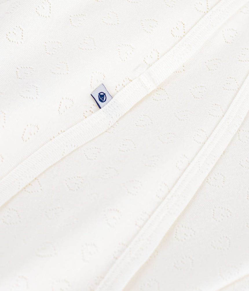 LIGHTWEIGHT BABY BLANKET IN OPENWORK COTTON, PLAIN, HEART