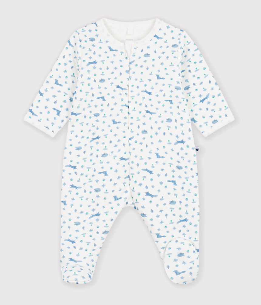 BABIES' FOX PRINT TUBE KNIT PYJAMA SUIT