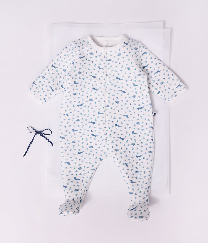 BABIES' FOX PRINT TUBE KNIT PYJAMA SUIT