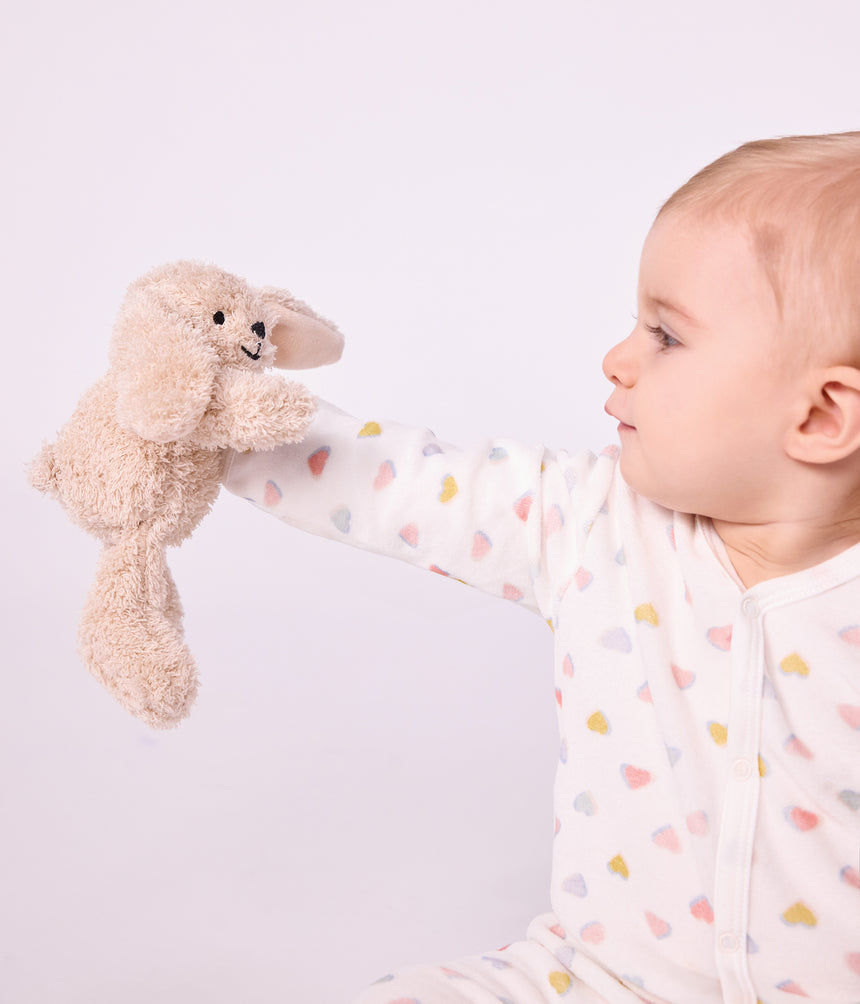 BABIES' FOOTLESS HEART-PRINT VELOUR PYJAMA SUIT