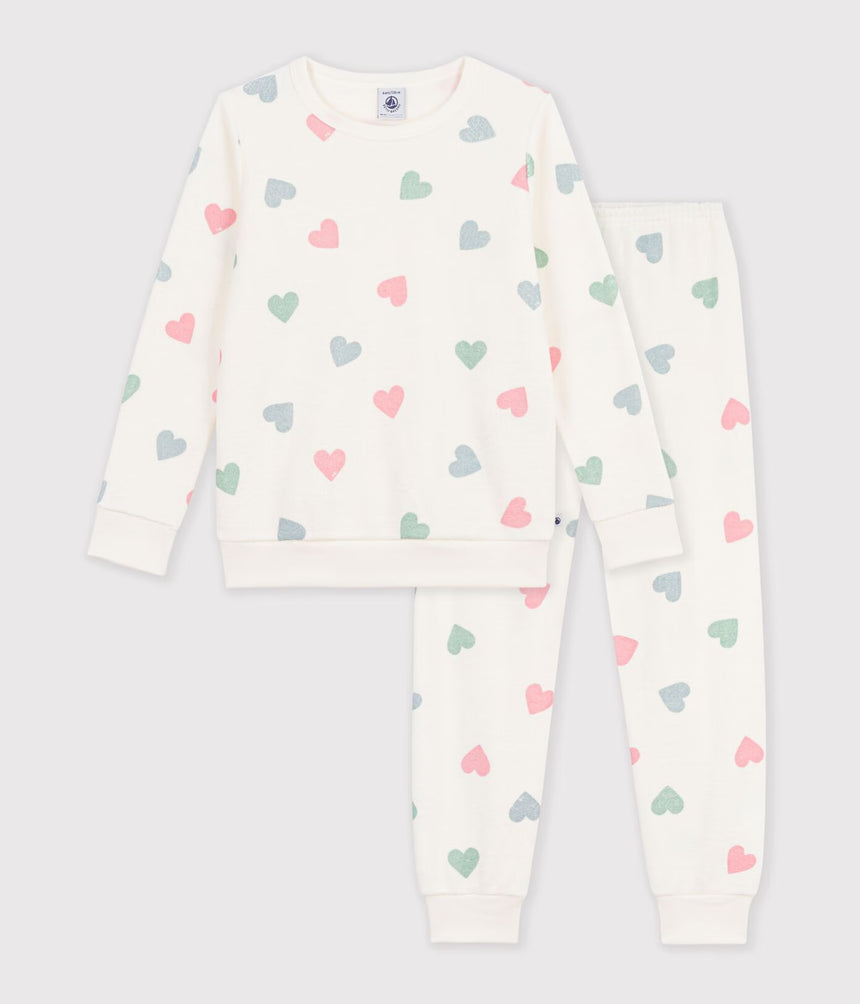 CHILDREN'S COTTON TERRY PYJAMAS WITH HEARTS