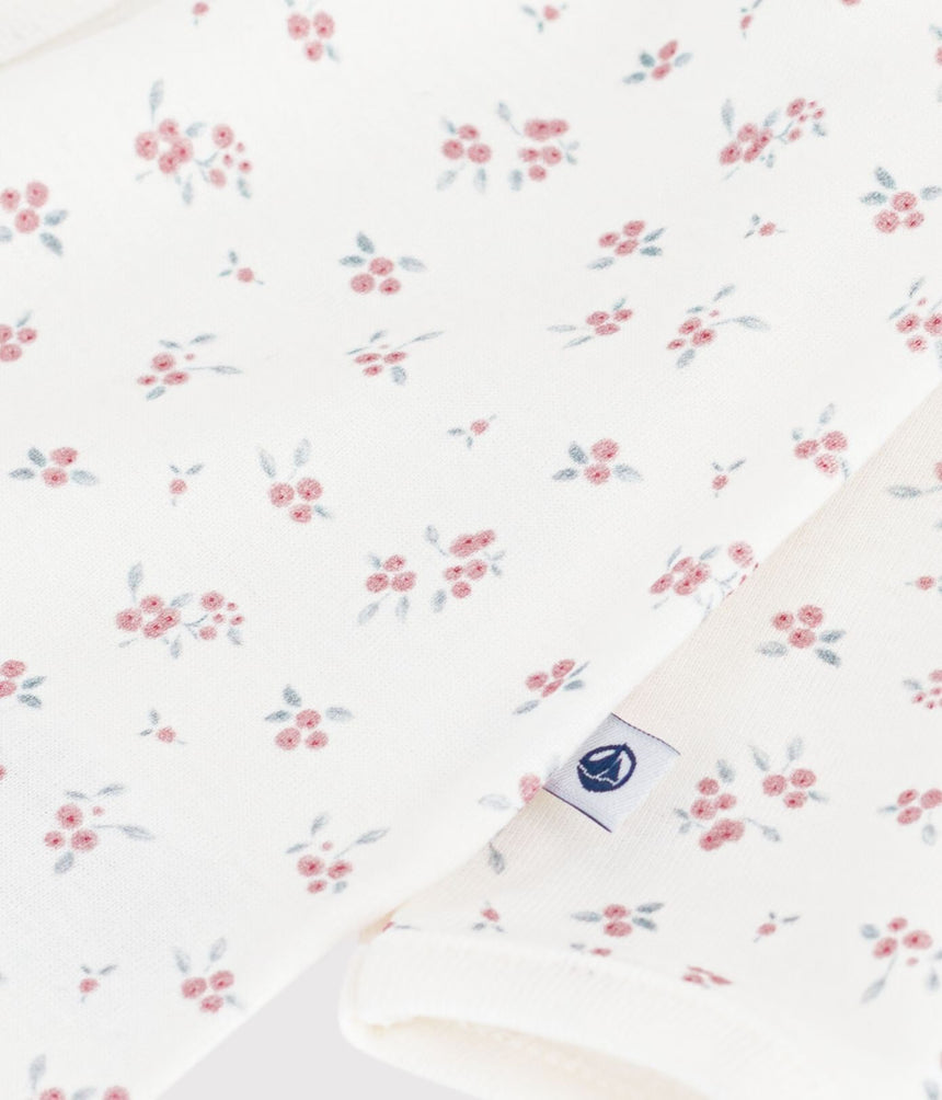 BABIES' COTTON FLOWER PRINT FOOTLESS PYJAMA SUIT
