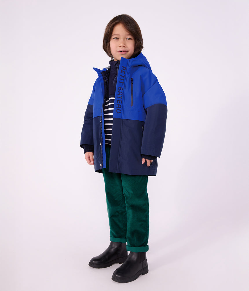 CHILDREN'S PLAIN MID-LENGTH COLOURBLOCK PARKA