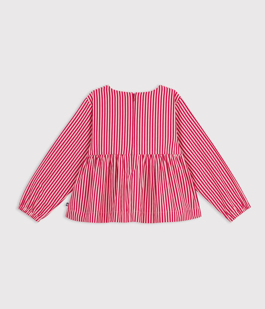 CHILDREN'S LONG-SLEEVED STRIPY COTTON BLOUSE