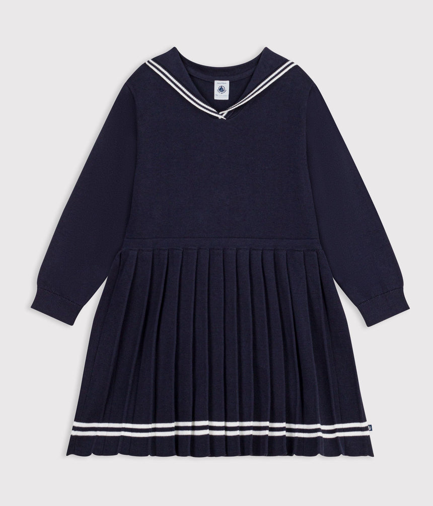 CHILDREN'S LONG-SLEEVED PLAIN COTTON DRESS