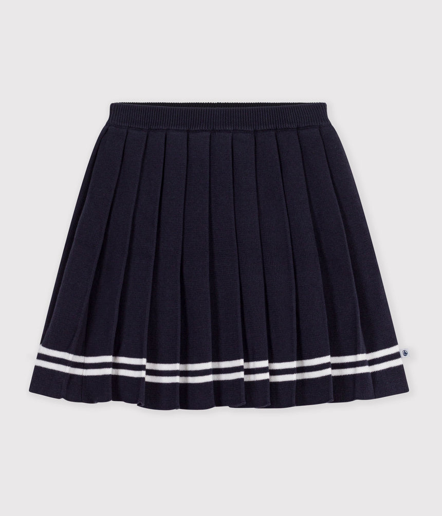 CHILDREN'S SHORT PLEATED SKIRT IN PLAIN COTTON KNIT