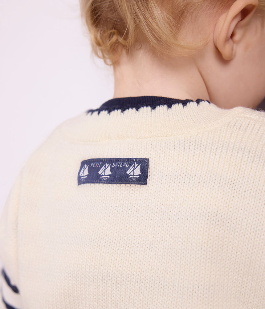 BABIES' SLEEVELESS WOOL AND COTTON KNIT JUMPER