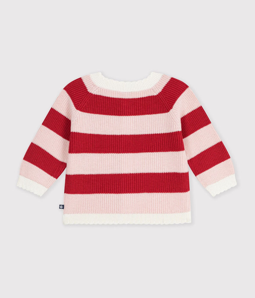 BABIES' CARDIGAN IN STRIPY COTTON