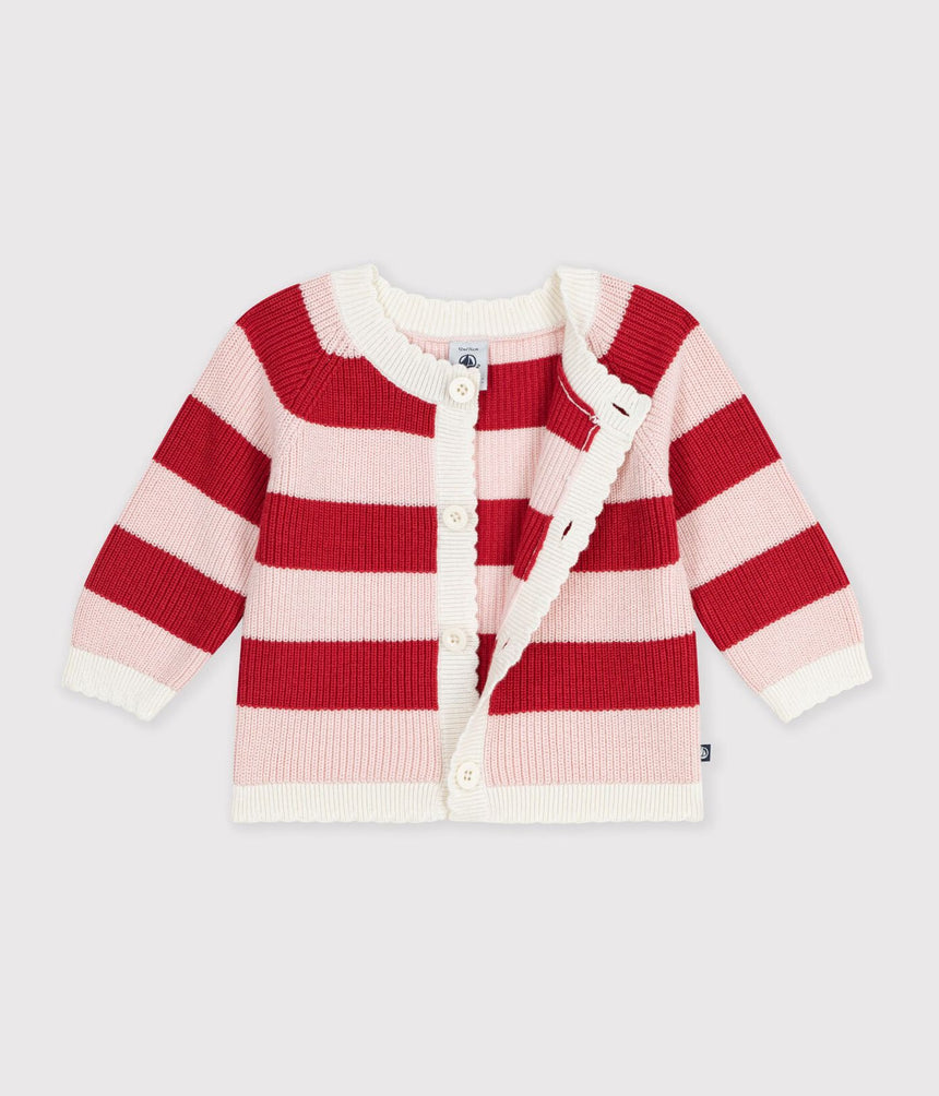 BABIES' CARDIGAN IN STRIPY COTTON