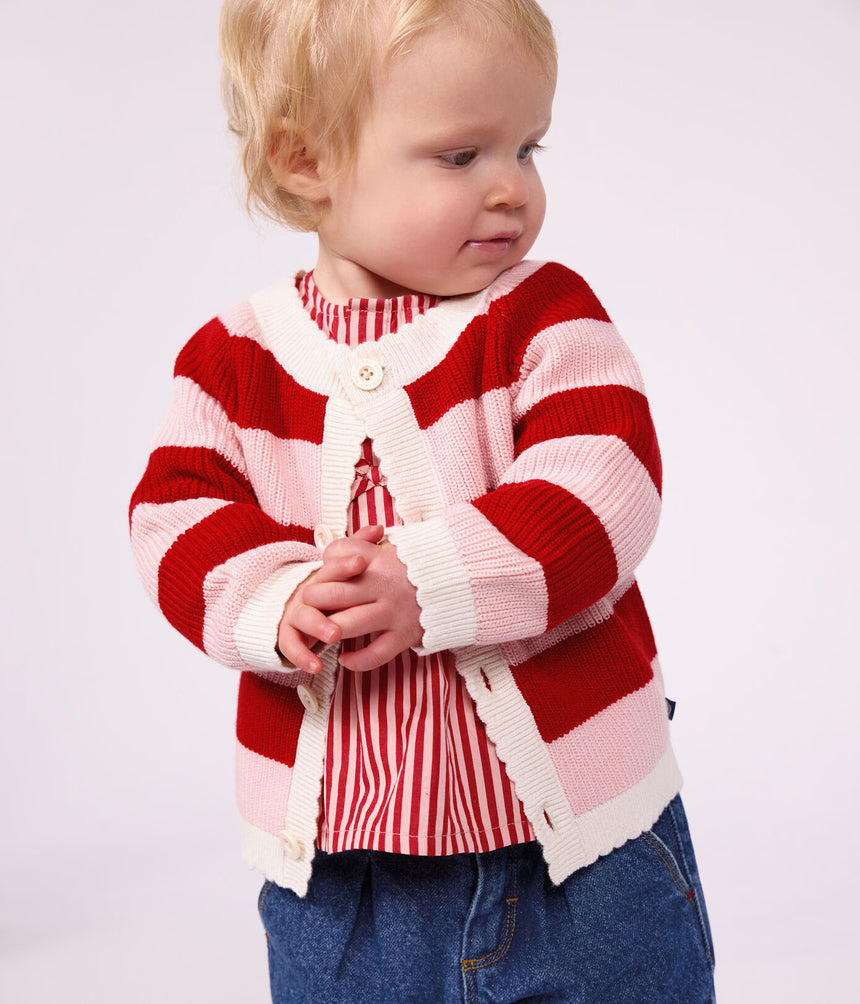 BABIES' CARDIGAN IN STRIPY COTTON