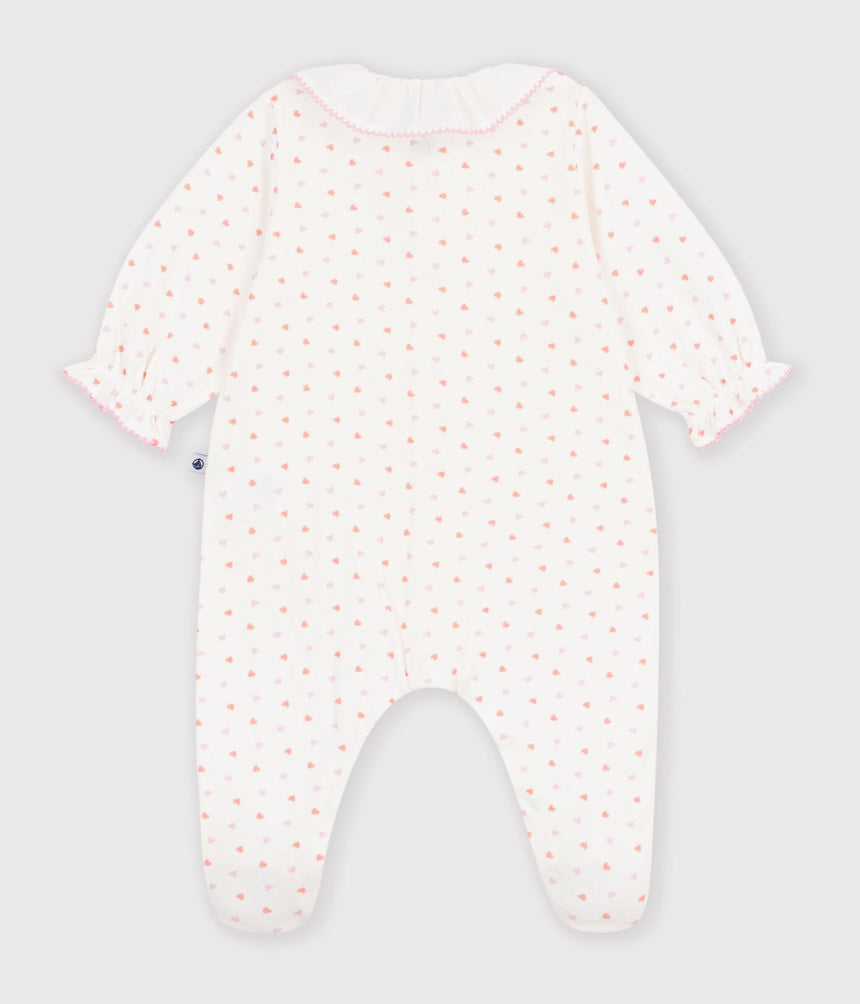BABIES' HEART PRINT TUBE KNIT PYJAMA SUIT
