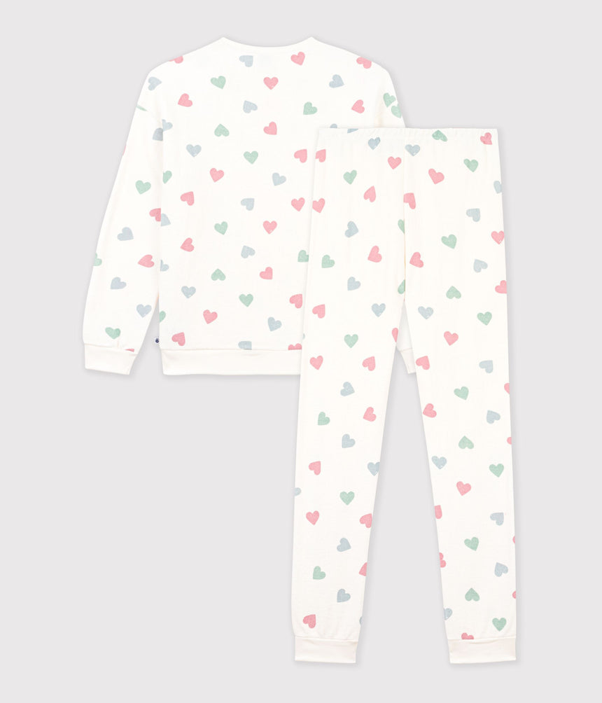 WOMEN'S COTTON TERRY PYJAMAS PRINTED WITH HEARTS