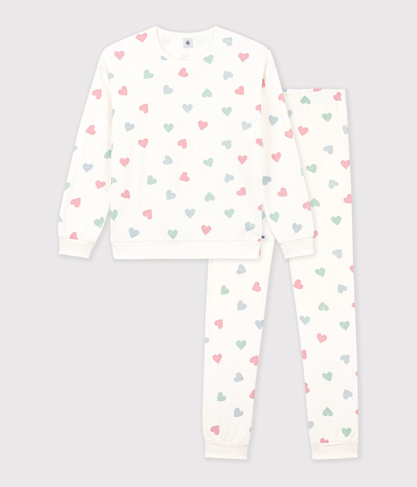 WOMEN'S COTTON TERRY PYJAMAS PRINTED WITH HEARTS