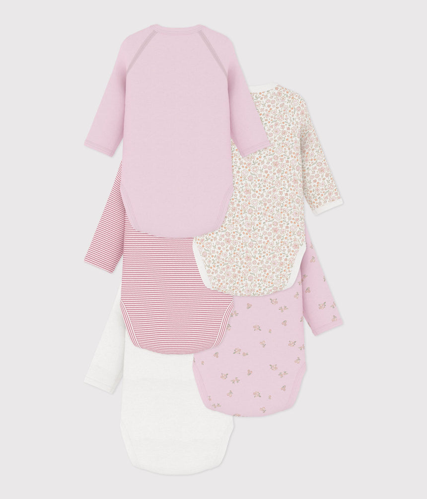 PACK OF LONG-SLEEVED PRINTED COTTON WRAPOVER BODIES FOR BABIES