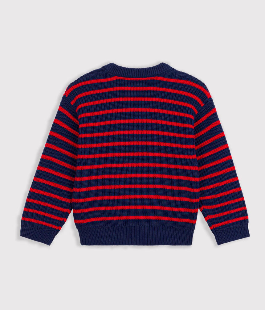 CHILDREN'S STRIPY JUMPER IN WOOL AND COTTON