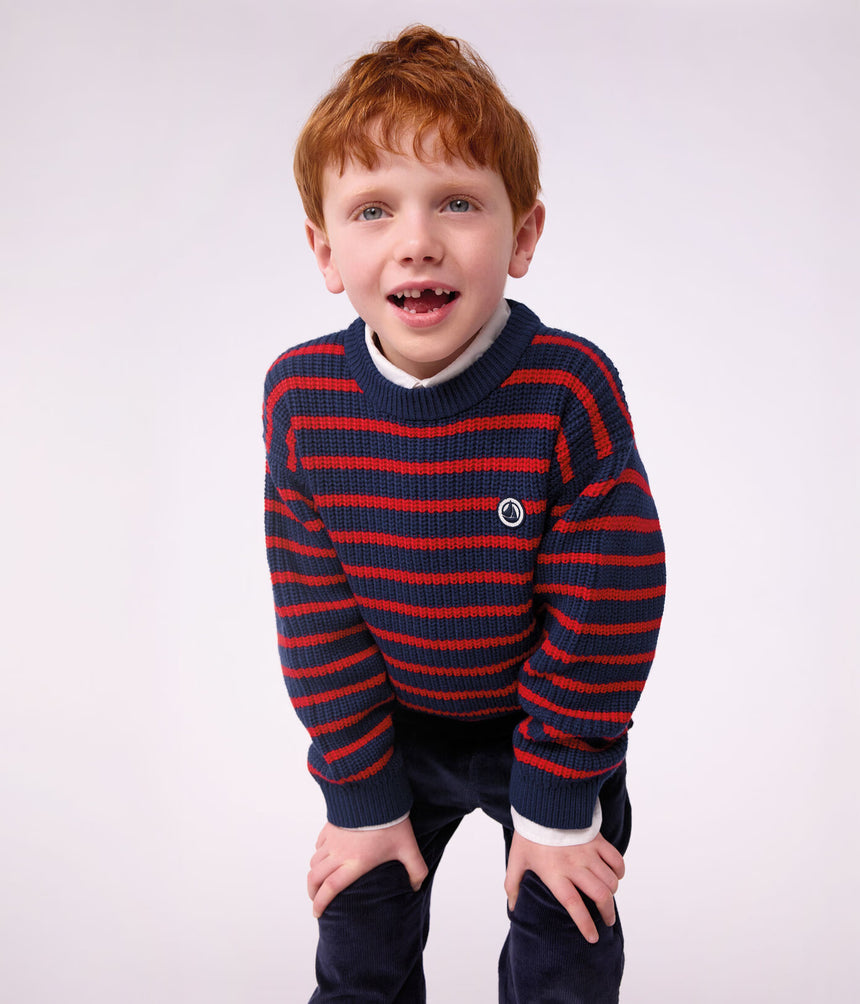 CHILDREN'S STRIPY JUMPER IN WOOL AND COTTON