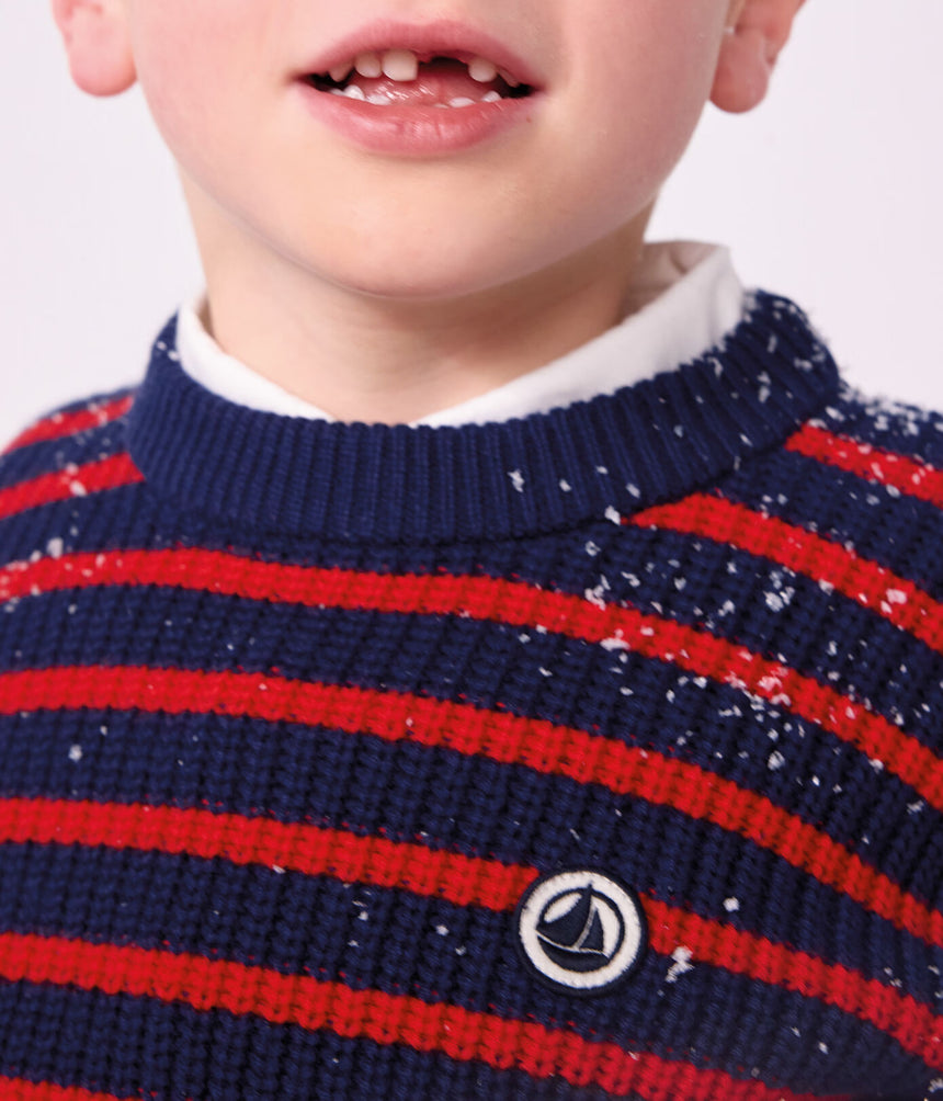 CHILDREN'S STRIPY JUMPER IN WOOL AND COTTON