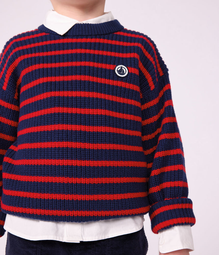 CHILDREN'S STRIPY JUMPER IN WOOL AND COTTON