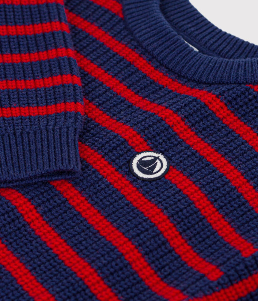 CHILDREN'S STRIPY JUMPER IN WOOL AND COTTON