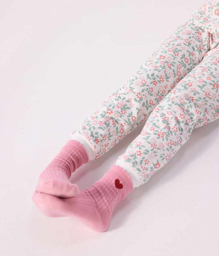 3 PAIRS OF BABIES' HEART-PATTERN COTTON SOCKS