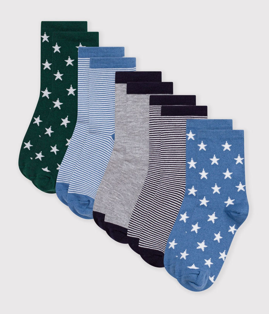 5 PAIRS OF CHILDREN COTTON SOCKS PRINTED WITH STARS AND STRIPES