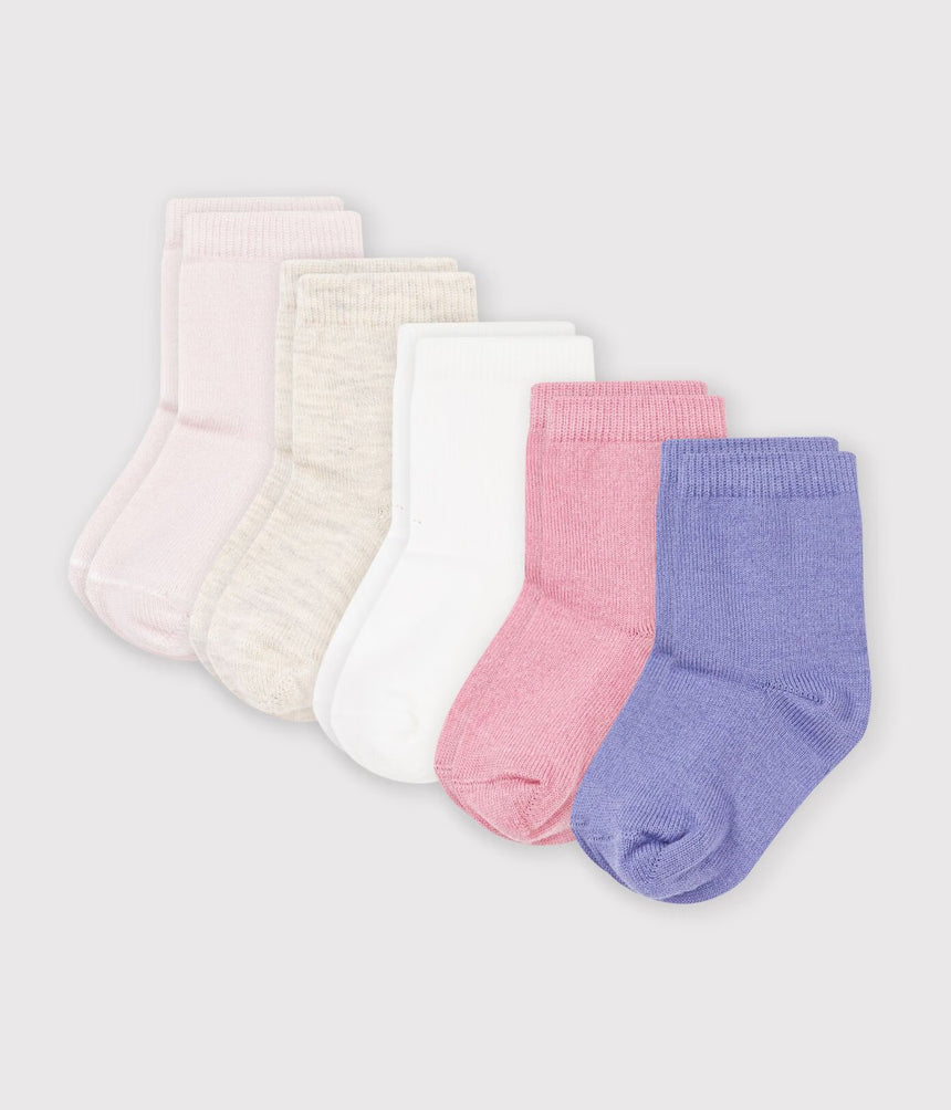 5 PAIRS OF BABIES' PLAIN COTTON SOCKS
