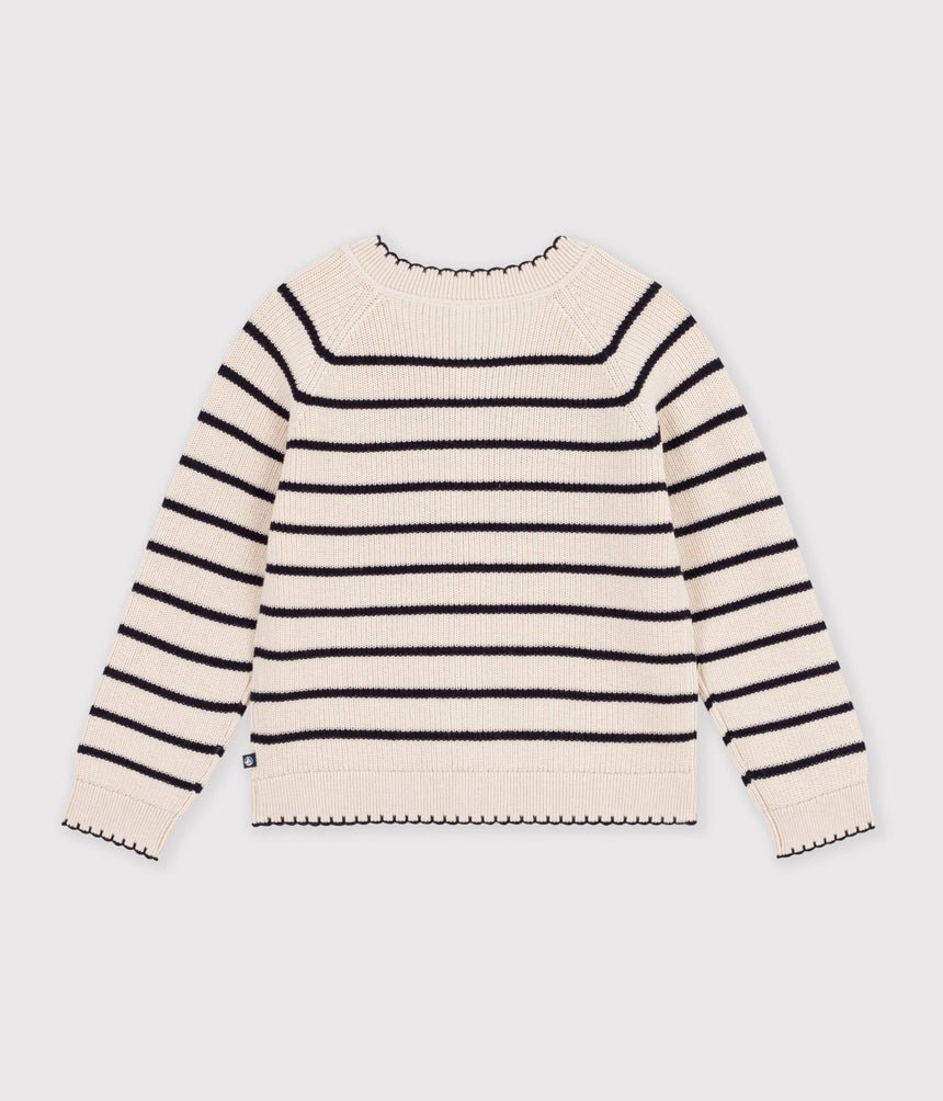 CHILDREN'S STRIPY WOOL AND COTTON CARDIGAN