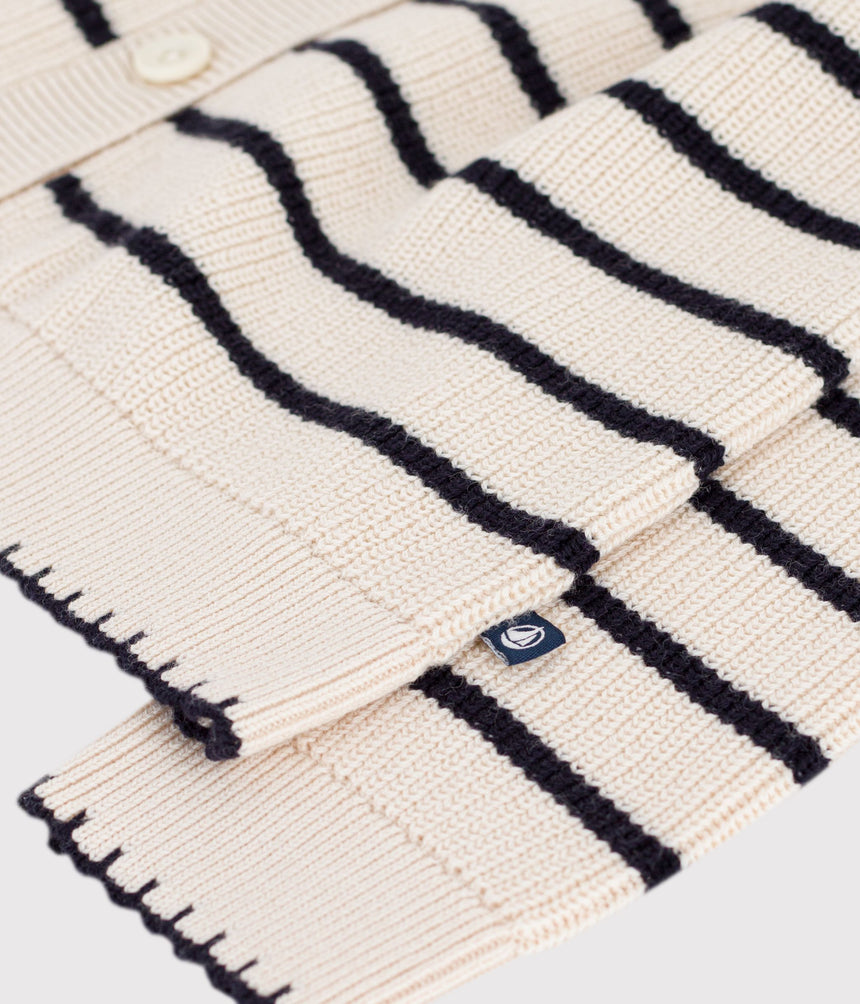 CHILDREN'S STRIPY WOOL AND COTTON CARDIGAN
